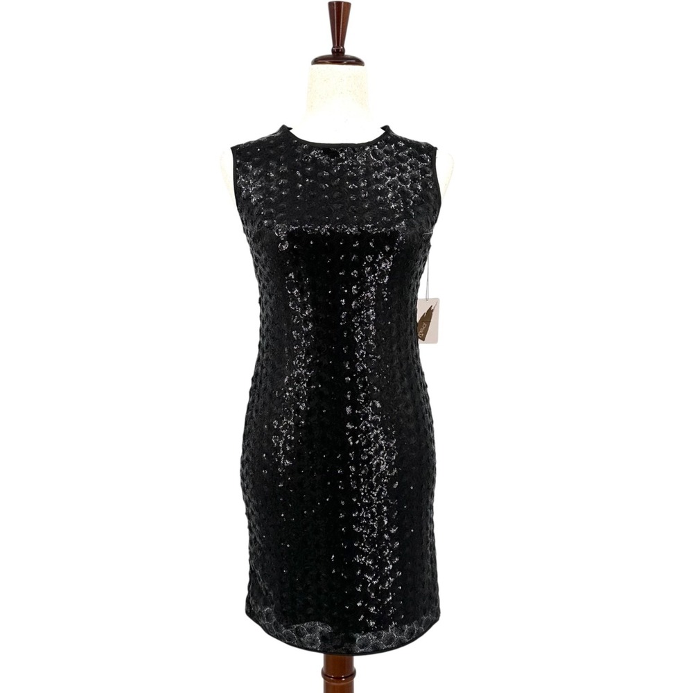 LOVE 21 Cocktail Mini Dress Black Sequins Sleeveless Crewneck Women's Small NWT
